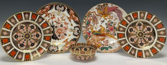 A pair of Royal Crown Derby Imari 1128 pattern side plates, seconds; an 1128 bowl, faults; an Olde