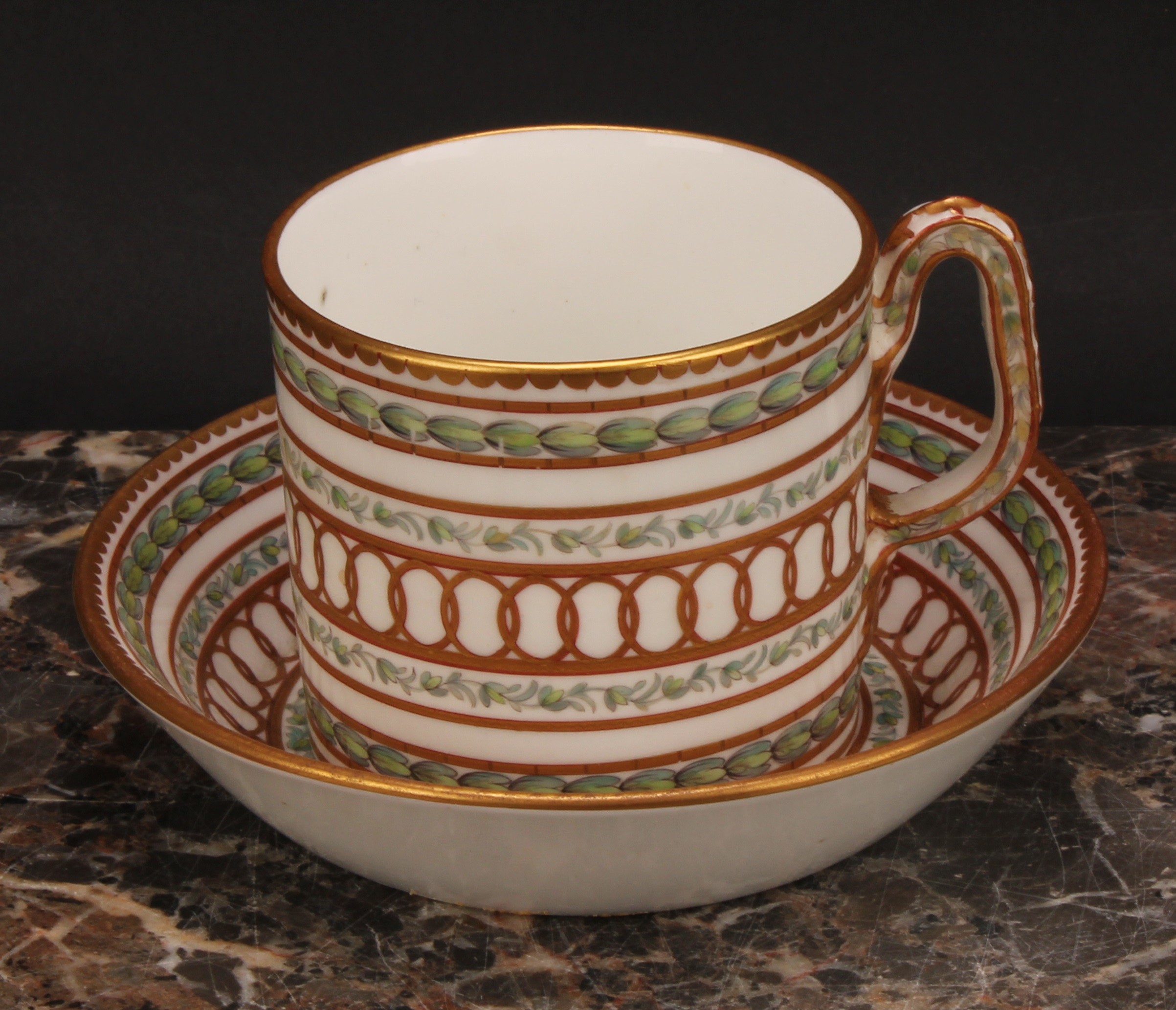 A Champion's Bristol cabinet coffee can and saucer, of cylindrical shape, painted in Neo-classical - Image 2 of 8