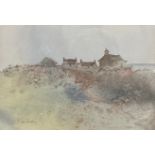 John Blockley (1921-2002) Cottages on the Moor signed, watercolour, 16cm x 23cm