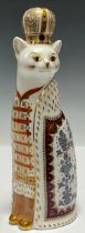 A Royal Crown Derby model, The Royal Cats Collection, Russian Cat, 22cm tall, printed mark to