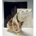 A Royal Crown Derby paperweight, Old Imari Polar Bear, designed by Sue Rowe, this number 85 of an