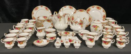 A Royal Albert Old Country Roses pattern tea, dinner and coffee set, including teapot, coffee pot,