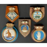 Marine & Maritime - five ship crests comprising Indomitable, Springer, Oracle, Repulse and Eagle (5)