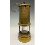 Mining Interest - a brass miner's lamp, Lamp & Limelight Company Hockley, 22cm