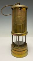 Mining Interest - a brass miner's lamp, Lamp & Limelight Company Hockley, 22cm