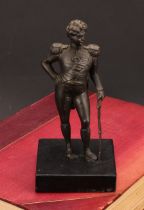 English School (19th century), a dark patinated bronze, King George IV, black marble base, 18.5cm