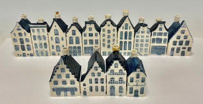 Ceramics - a KLM Delft Blue miniature house Bol gin decanter, 11cm high; others similar (14)