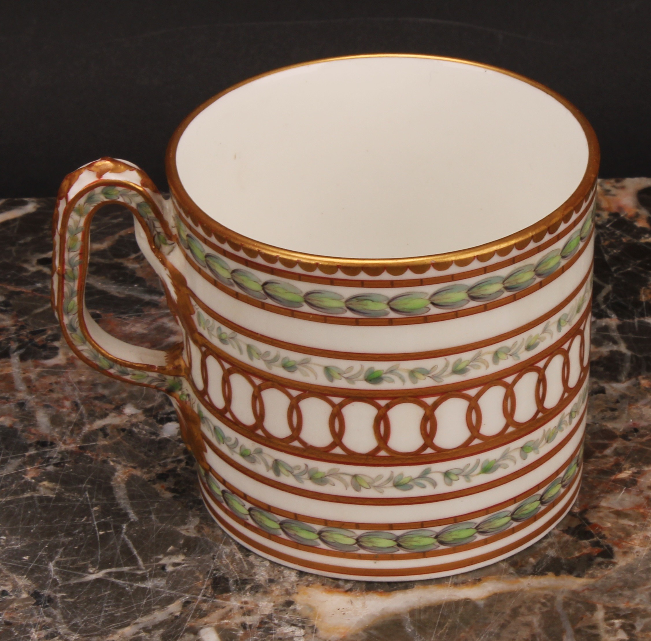 A Champion's Bristol cabinet coffee can and saucer, of cylindrical shape, painted in Neo-classical - Image 4 of 8
