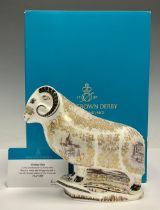 A Royal Crown Derby paperweight, Heritage Ram, a true celebration of Derbyshire, this is number 29