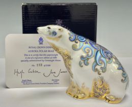 A Royal Crown Derby paperweight, Aurora Polar Bear, this is number 133 of an exclusive signature