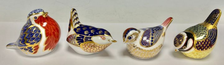 A Royal Crown Derby bird paperweight, Robin, gold stopper, 7cm high, date code for 1997; others,