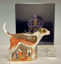 A Royal Crown Derby paperweight, Foxhound, this is number 29 of a signature pre-release of 250,