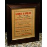 Advertising - a framed advertising print, 'HARDWICK & HEADLAND, TAILORS, HATTERS, HOSIERS, SHIRT