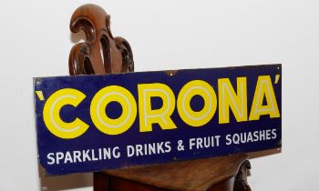 Advertising - a rectangular shaped single sided enamel sign, 'CORONA, SPARKLING DRINKS & FRUIT