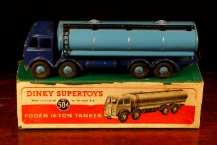 Dinky Supertoys 504 Foden 14-ton tanker, blue 1st type cab with light blue flashes, blue chassis,