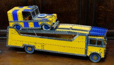 Model Engineering & Constructional Toys - a Meccano model of a car transport lorry, various parts
