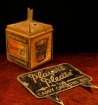 Advertising - a Hudson's Soap pictorial tin shop counter string dispenser, the alternating sides