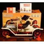 A Mamod SA1 live steam two-seater roadster, cream body, black plastic faux upholstered seating,