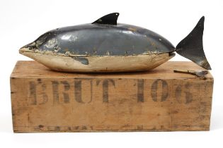 Folk Art & Automata - a rare early 20th century swimming automaton toy, in the form of a Porpoise,