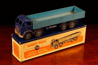 Dinky Toys 501 Foden diesel 8-wheel wagon, blue 2nd type cab and chassis, light blue wagon, light