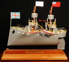 A first-half 20th century scratch-built painted tin model, of H.M.S. Fury the F-class destroyer,