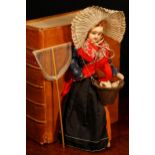 An Etienne Denamur (France) bisque head doll, dressed as a Fisherwoman, the bisque head inset with