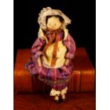 Folk Art - an early 20th century Grödnertal or 'Dutch' peg doll, the carved and painted head with