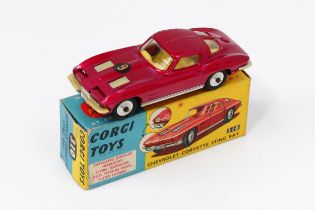 Corgi Toys 310 Chevrolet Corvette Sting Ray, metallic cerise body with racing number '9' decal to