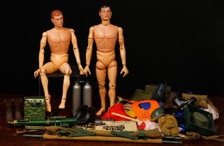 A late 1960's Palitoy Action Man figure, hard painted head with black hair and blue eyes, flesh