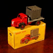Dinky Toys (France) 34b Berliet container truck, deep red cab and chassis with black wheel arches,