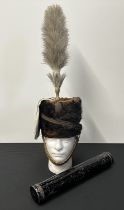 13th Hussars Officers Busby with White Bag and Feather Plume. Hussars pattern gilt chinstrap