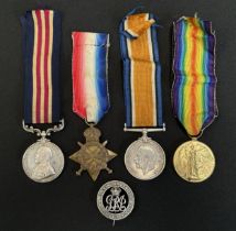 WW1 British Military Medal Group comprising of MM, 1914-15 Star, War Medal, Victory Medal and Silver