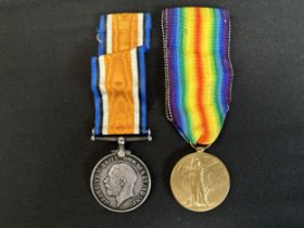 WW1 British War Medal and Victory Medal to R4-087124 Pte H Barker, Army Service Corps. Complete with