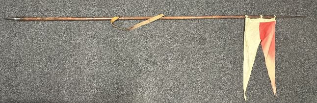 British Calvalry Lance, Bamboo, with Red over White Pennant. Metal lance tip 315mm in length and