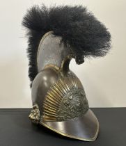 British Hanovarian Cavalry Helmet, Horse Hair Crest. All metal construction. 1820's. Has original