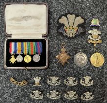 WW1 British Welsh Regiment Medal Group to Sjt. George Frederick Macken comprising of 1914-15 Star,
