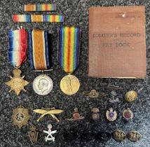 British WWI medal group to 22022 Pte G Greatorex, Notts & Derbyshire Regiment complete with original