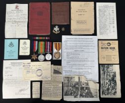 WW2 British Sherwood Foresters Dunkirk Medal group and paperwork to include: 1939-45 Star, War