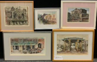 Norah K. Rogerson, a group of five watercolours, architectural studies, ‘Southern Indian Gateway’,