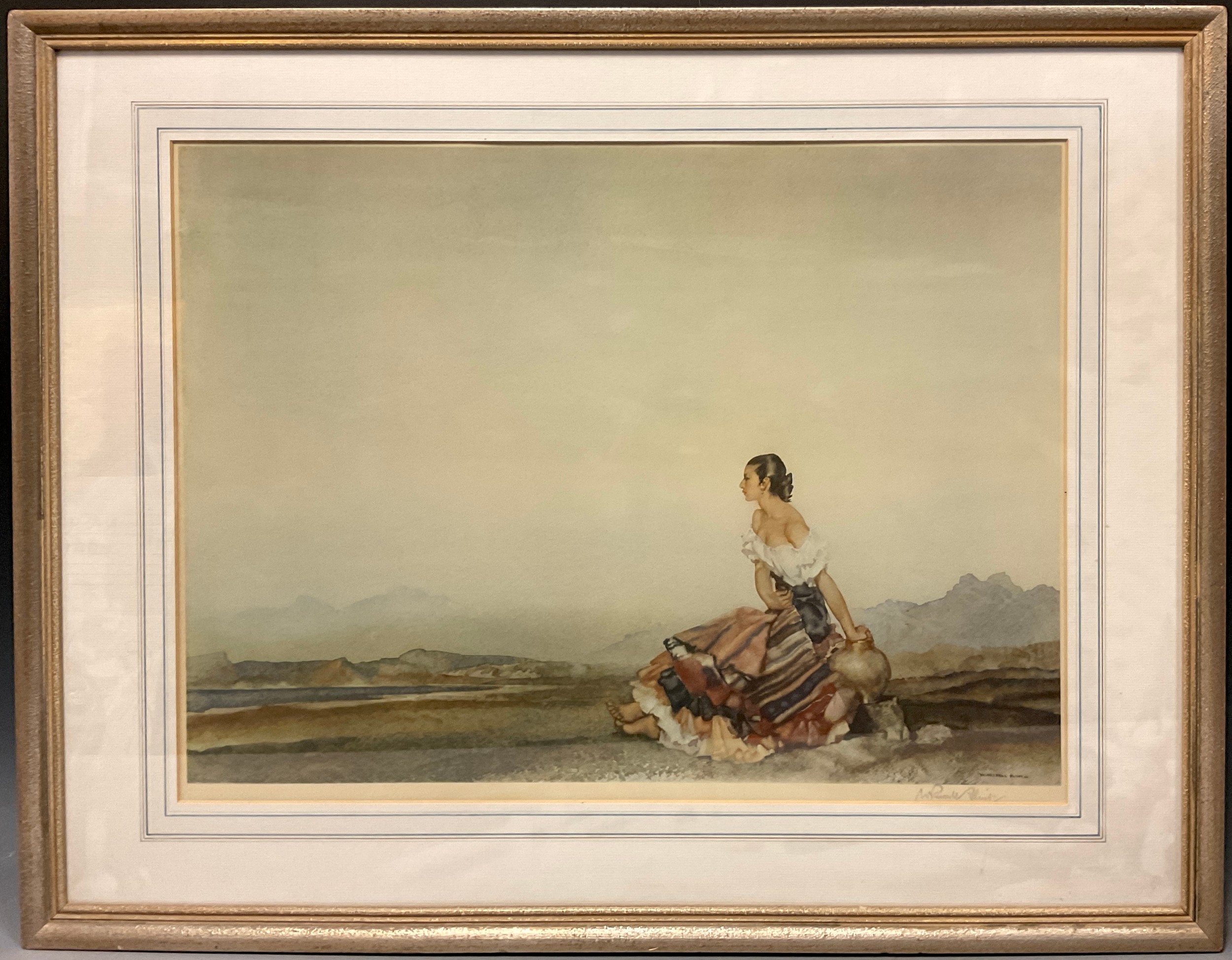 Sir William Russell Flint RA RSW PRWS, after, (British, 1880-1969), ‘The Distant Gaze’, signed in