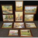 Betty Warner, a collection of oil paintings - Queen Street, Derby, Crich Tower, Swarkestone