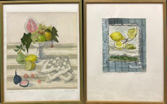 Hannah Weil (German/British, 1921-2011), a pair, ‘Still-life with Watermelon’, signed, gouache and