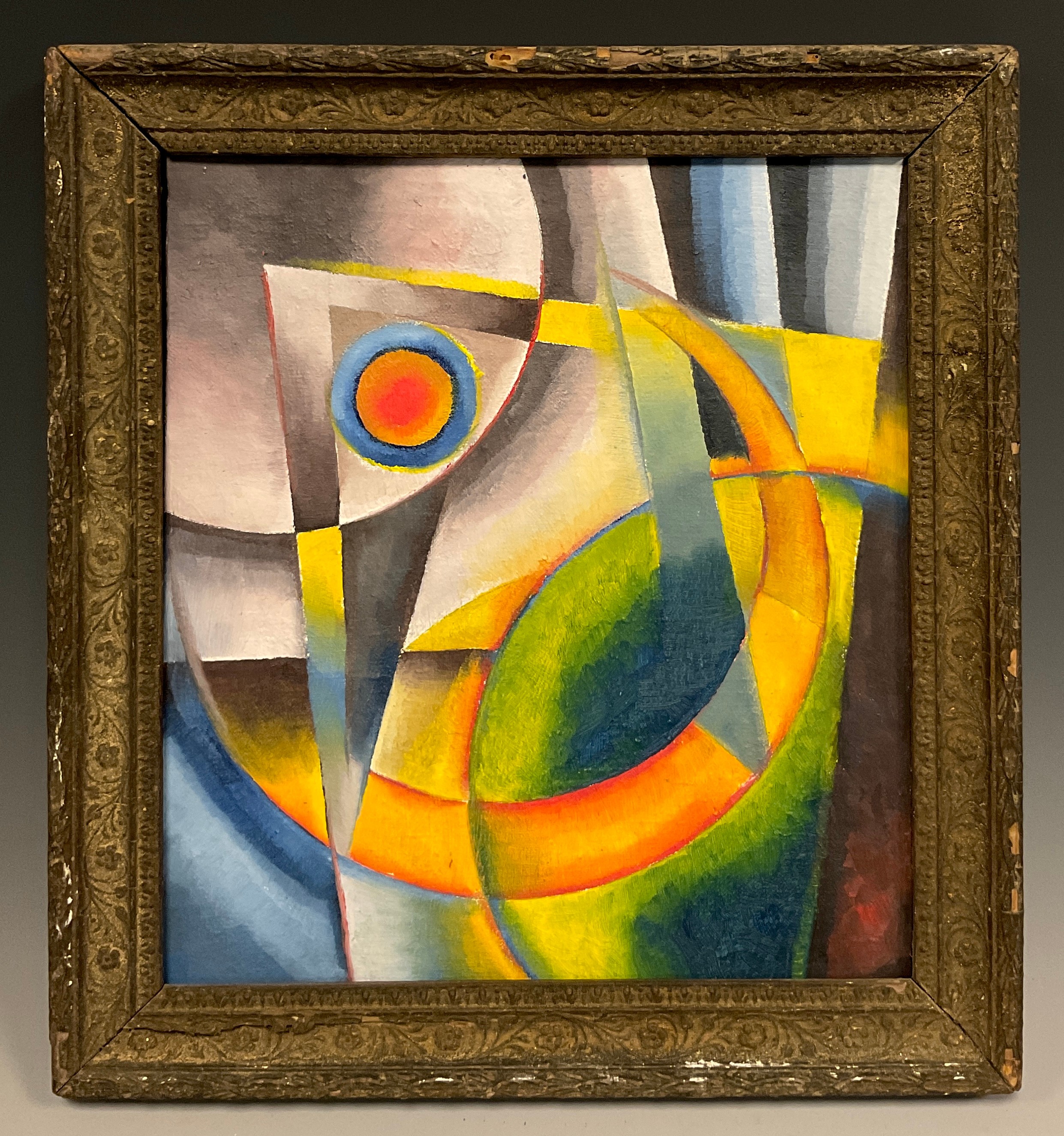 Abstract school, Homage to Robert Delaunay, ‘Compostion with circle and crescent’, oil on canvas,