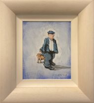 George Somerville, ‘One Man and his Dog’, signed, gouache on paper, 25cm x 21cm.