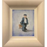 George Somerville, ‘One Man and his Dog’, signed, gouache on paper, 25cm x 21cm.