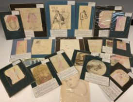 An interesting folio of late 19th and early 20th century original watercolour illustrations, and