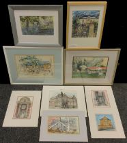 Norah K. Rogerson, a group of four framed watercolours, landscapes and architectural studies, the