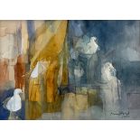 Mary Hoad (British, 1908-1968), ‘Kittiwakes, a cubist style study’, signed, dated 1967, watercolour,