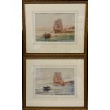 A D Bell (bn. 1889), A pair, 'On The Medway' and 'Leaving St. Ives' signed, dated 1943, watercolour,