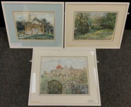 Norah K. Rogerson, 'Winchelsea Abbey', signed, watercolour and gouache; another two, 'Aviary,